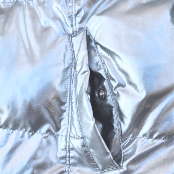 Down Alternative Metallic Puffer Ski Jacket with Removable Hood- womens Large - Picture 7 of 10
